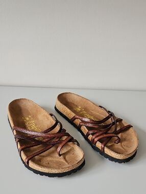 Birkenstock Papillio - Brown Leather Multi-Strap Cork Footbed Sandals - Women's